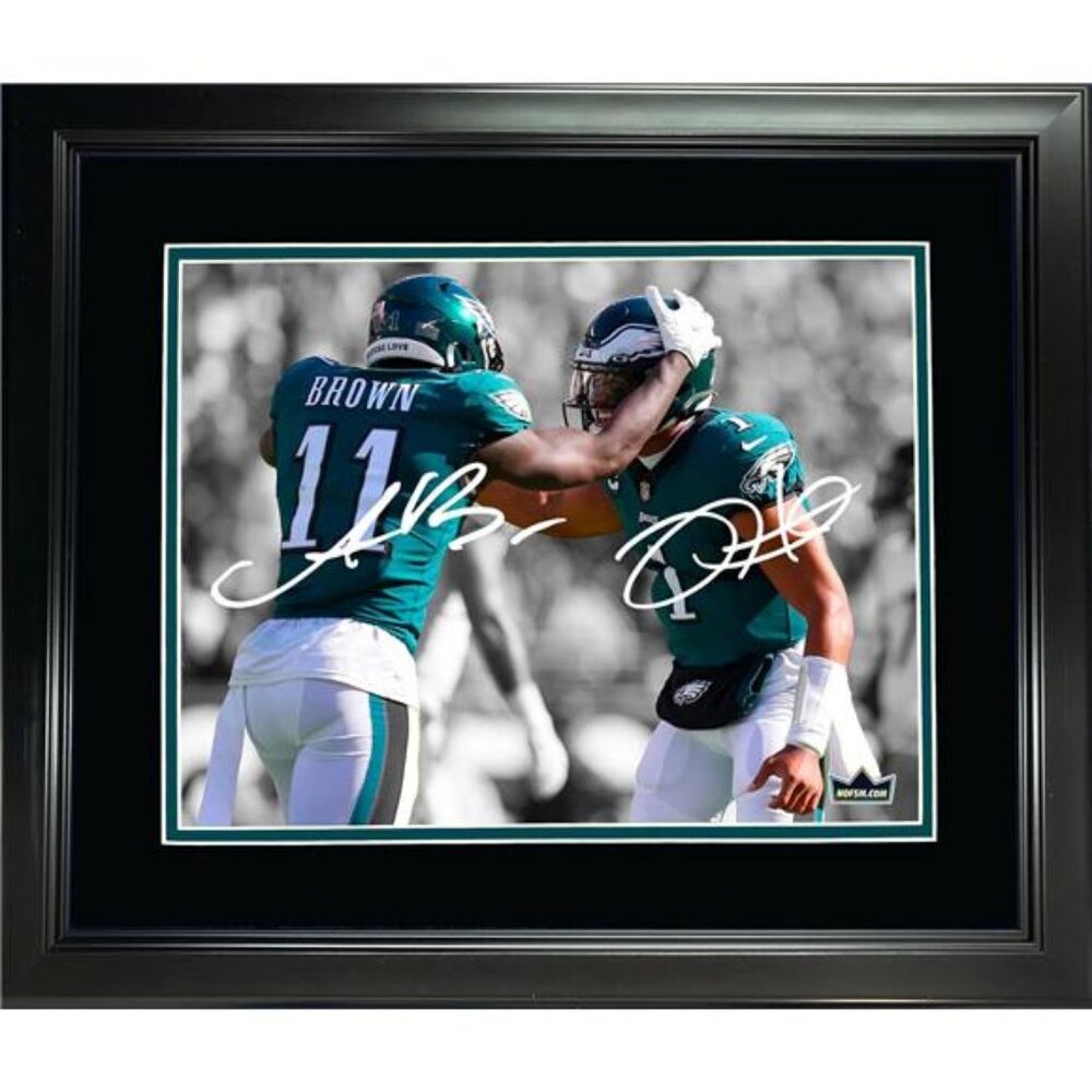 Framed Jalen Hurts A.J. Brown Philadelphia Eagles Dual Facsimile Laser Engraved